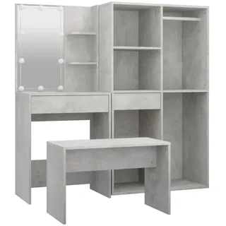 vidaXL Schminktisch-Set mit LED Betongrau Holzwerkstoff - Grau