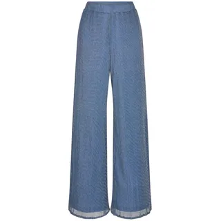 Schlupfhose GOLDNER "Schlupfhose mit Glanzeffekt", Damen, Gr. 40, N-Gr, blau, Obermaterial: 100% Polyester COOLMAX(R) PES(Coolmax)., weit, Hosen Schlupfhose, Plisee mit Lurex