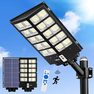 JAYNLT Y-8200W Solar Straßenlaternen für Außen, 6500K Solarlampen mit Bewegungssensor, IP67 Straßenlampen Dämmerung bis zum Morgengrauen, Solar Wegeleuchte im Gärten Garage