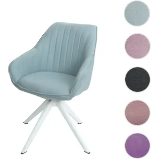 Mendler Esszimmerstuhl HWC-K27, Küchenstuhl Stuhl mit Armlehne, drehbar Stoff/Textil ~ mint-grün