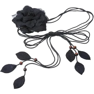 GORGECRAFT 1745mm Breiter Geflochtener Taillengürtel Für Damen Mit Blumenquasten Kamelfarben Im Boho Stil Gewebt Floral Dekorativ als Accessoire Für Kleider
