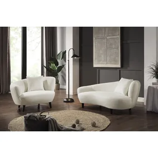 Atlantic Home Collection Loungesessel Olivia 116 x 76 x 90 cm Beige mit Zierkissen