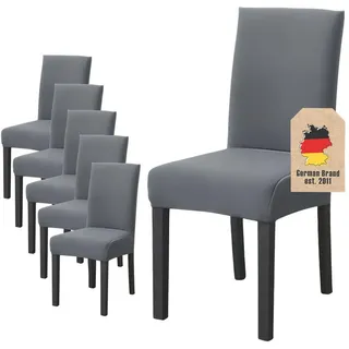 Stuhlhusse (6-tlg. Set) , Grau , Kunststoff , 1x38 cm , Heimtextilien, Bezüge, Stuhlhussen