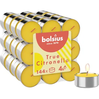 Bolsius True Citronella - Duftteelichter - Citronella - 144 Stück - Brenndauer 4 Stunden - Outdoorkerzen - Enthält Natürliches Pflanzenwachs - mit Natürlichen Extrakten - Ohne Palmöl