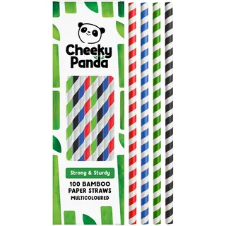 The Cheeky Panda Bambus Strohhalme Papier Bunte | 100 x Cocktail Strohhalme | Stark und Langlebig