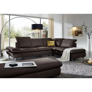 W.SCHILLIG Ecksofa "Taoo, elegant und zeitlos, bequem, L-Form, Breite 296cm" mit Sitziefenverstellung & Kopfteilverstellung, braun z59