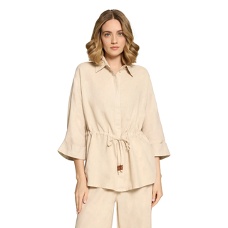 Blusenjacke CARTOON "Leinenjacke mit Tunnelzug", Damen, Gr. 40, beige, Obermaterial: 55% Leinen LI. 45% Viskose CV., Jacken Blusenjacke