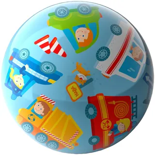 HABA Kinderball Fahrzeuge – 22 cm, mit Ventil, robuster Kunststoff, Spielball mit Polizei & Krankenwagen-Motiv, für drinnen & draußen, ab 2 Jahren – 2012746001