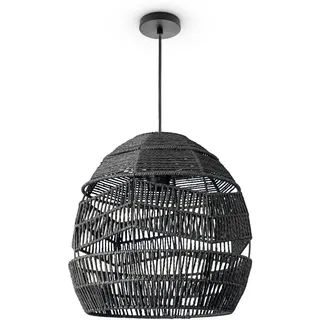 Paco Home VILLA 1-flg. Ø 31 cm rund schwarz Rattan