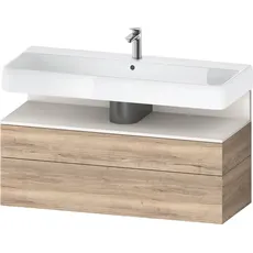 Duravit Qatego Waschtischunterbau, 1 Auszug und 1 Schublade, 1190x470x590mm, Nische Weiß Supermatt, QA4396084, Farbe: Eiche Marmoriert