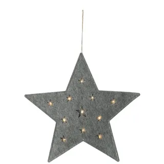Spetebo Filz Stern mit 12 LED - 45 cm - Batterie betrieben mit Timer