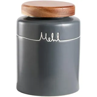 Homeware Profession. Vorratsdose , Akaziefarben , Keramik , Akazie , vollmassiv , 0.97 l , rund , 15.5 cm , Lfgb , lebensmittelecht , Küchenzubehör, Vorratsbehälter, Vorratsdosen
