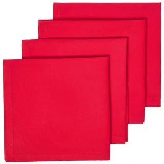 Homescapes Stoffservietten 4er-Set rot 45/45 cm, 100% Baumwolle , Rot , Textil , Uni , Quadratisch , 45x45 cm , Oeko-Tex® , Geschirr, Tischkultur & Serviergeschirr, Servietten