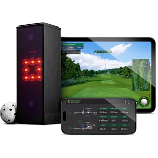 square golf Indoor Golf Launch Monitor - Golfsimulator für Zuhause mit realistischer Praxis & genauem Feedback, Hochgeschwindigkeitskamera, Ballgeschwindigkeit, Spinrate, 3D-Kurse,