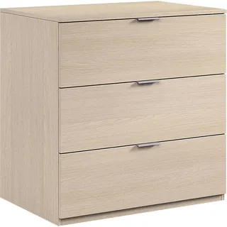 Schubladenschrank Bridgeport, Moderne Kommode mit 3 Schubladen, Niedrige Kommode für Schlafzimmer, Mobil wöchentlich, 77x38h80 cm, Eiche - Braun