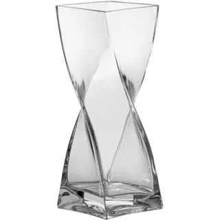LEONARDO Volare Vase, geschwungene dynamisch geformte Blumenwase mit massivem Eisboden, handgefertigtes Klarglas, Höhe 30 cm, 014103