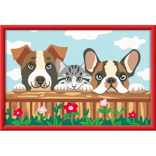 Ravensburger CreArt 23855 - Katzen und Hunde - Malen nach Zahlen für Kinder ab 11 Jahre, Malset mit Rahmen, Pinsel und Acrylfarben, Geschenk für Mädchen und Jungen