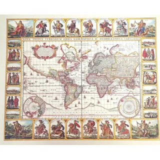 Historische Weltkarte - 56 x 45 cm - Piscator 1652 - M1652