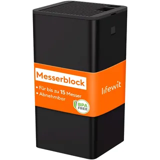 Lifewit Messerblock ohne Messer Schwarz, für bis zu 15 Messer, Schwarz