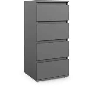 Schmale Kommode 30 cm "Modulo", Sideboard, Graphit, 4 Schubladen, Matt - Grau