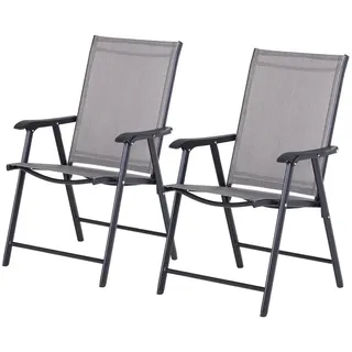 Outsunny Gartenstuhl-Set 58 x 64 x 94 cm grau 2 St.