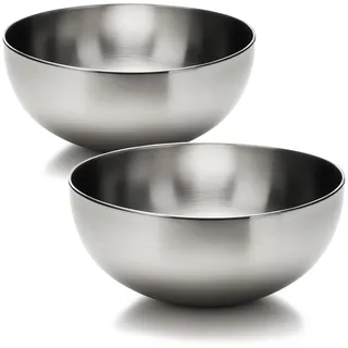 com-four® 2x Salatschüssel Ø 29 cm aus Edelstahl, große Servierschüsseln | robuste 6,5 Liter Schale für Salat - Obst - Snacks & Beilagen - spülmaschinenfest