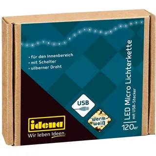 IDENA Lichterkette 120 LED Micro mit USB 13,4m