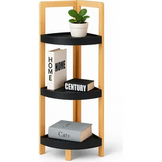 relaxdays Bambus Eckregal mit Ablagen - Hellbraun