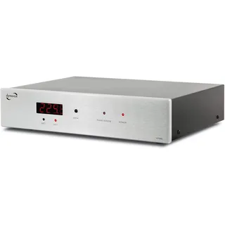 Dynavox HiFi-Netzfilter X7000S, Mehrfach-Steckdose mit 6 Steckplätzen, mit LED-Kontrollleuchte für korrekte Phasenlage und Display, Silber