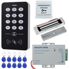 HFeng Kit Vollzugriffskontrollsystem mit elektrischem Magnetschloss + RFID Tastatur + Netzteil + 10 teiligen RFID Schlüsselanhänger (with 180KG Lock)