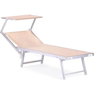 Mobili Rebecca Sonnenliege Beige 186/61/38 cm , Metall , 186x38x61 cm , Gartenmöbel, Gartenliegen