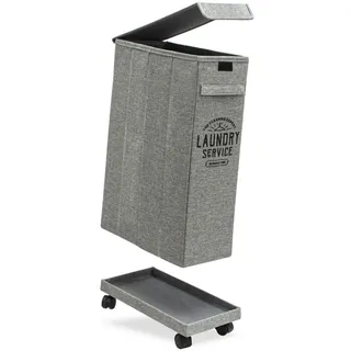 Dunedesign Wäschekorb mit Rollen faltbar 19/40/60 Hellgrau , Kunststoff , Rechteckig , 21.5x66x42 cm , Nur In Filialen Erhältlich