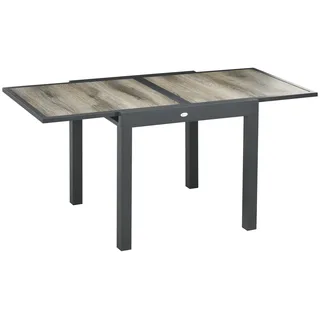 Gartentisch ausziehbar 160/240 x 80 cm – Wetterfester Terrassentisch in Holzoptik – Stabiler Balkontisch aus Alu, Beige & Grau - Beige