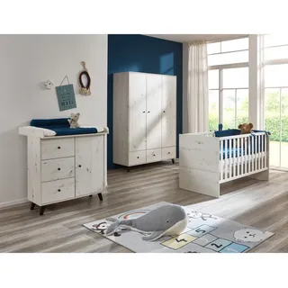arthur berndt Babyzimmer SET Lavea 3-tlg. , Weiß , Metall , 2 Fächer , 6 Schubladen , 1x1x1 cm , Blauer Engel, Hergestellt in Deutschland , Babymöbel & Kindermöbel, Babyzimmer
