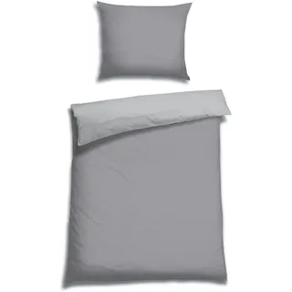 Wendebettwäsche FLORELLA "»UNI shadow« »TENCEL« Edel-Satin, 100% Lyocell (TENCEL¿)", grau (silberfarben), B/L: 140cm x 200cm, 1 Stk., 1 Stk., Satin, B/L: 70cm x 90cm, Satin, Obermaterial: 100% Lyocell CLY., Bettwäsche, Wendebettwäsche