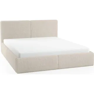 FEDVE Polsterbett Doppelbett Riberia Slim Bett Bettkasten 160x200 - beige