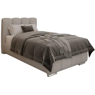 Panda Möbel Polsterbett Zaira 100 x 200 cm mit Bettkasten und Lattenrost, 7-Zonen-Taschenfederkernmatratze Cira (24 cm) – Dunkelbeige , Holz , Mode , 100x200 cm , Oeko-Tex® Standard 100 , Schlafzimmer, Betten, Polsterbetten