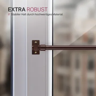 Caféhausstange 50-75cm Braun – ausziehbare Scheibenstange aus Edelstahl, Gardinenstange ohne Bohren, Kleben oder Schrauben, für Bistrogardinen - Braun