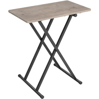 HOOBRO Beistelltisch Klappbar, Kleiner tabletttisch, verstellbare Höhe Klapptische, 60 x 40 x 60 cm, TV Tray, Tablett Tisch, Snack Tisch, Schwarz und Greige EBG16BZ01