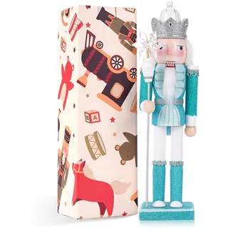 VorFor Hellgrün König Nussknacker Figur,30CM Nussknacker Weihnachten Dekoration,Holzhandwerk Deko Geschenke,Nußknacker Figur Weihnachtsdekorationen Und Heimdekoration.