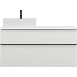 burgbad Eqio Keramik-Aufsatzwaschtisch quadratisch, links, inklusive Waschtischunterschrank mit 2 Schubladen, Breite 1200mm, SGUQ120LF6582C0001G0252