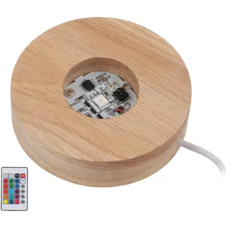 LED-Sockel aus Eichenholz, mit Buntlichtern und Fernbedienung, Ideal für Kristall und Kunstglas