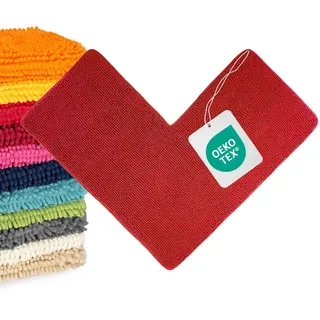 WohnDirect Eckbadematte Paris , Rot , Textil , 100x100 cm , Oeko-Tex® Standard 100 , Heimtextilien, Badtextilien, Badematten