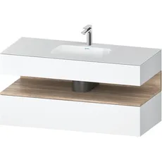 Duravit Qatego Einbauwaschtisch mit Konsolenwaschtischunterbau, 1200x550x600mm, Nische Eiche Mamoriert, QA4787055, Farbe: Weiß Matt/mit Nischenbeleuchtung