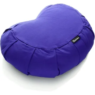 BODYMATE Halbmond Yogakissen 42cm lang 30cm breit und 15cm hoch Dunkelblau mit Buchweizen-Spelz Füllung – Maschinenwaschbarer Bezug aus 100% extra dicker Baumwolle – Meditationskissen – Sitzkissen
