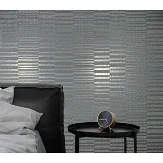 marburg Tapete Grau Silber Glänzende Streifen Modern für Wohnzimmer Schlafzimmer Küche 10,05 x 0,53