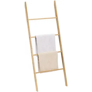 Navaris Handtuchleiter Holz Leiter aus Bambus - Bambusleiter für Handtücher Kleidung Accessoires - robuste Holzleiter für Bad Garderobe Schlafzimmer - 4 Sprossen
