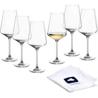 LEONARDO HOME Weißweingläser PUCCINI (6er Set) inkl. Poliertuch • Kratzfeste Weingläser (560 ml) • Spülmaschinenfest & Langlebig • Zeitlose Gläser für Weißwein • Weißwein-Glas Puccini • 040977