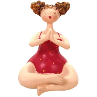 Schick-Design Yoga Dame im Badeanzug rot 10 cm sitzend Mädchen Rubensfrau mollige Dame Badenixe Dicke Frau Badezimmer Figur Pilates Joga