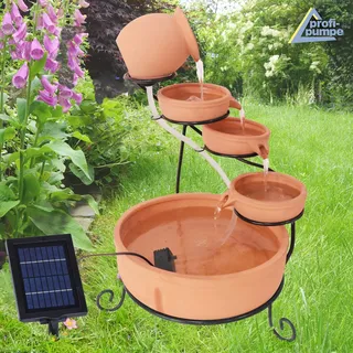 Solar Gartenbrunnen Brunnen Zierbrunnen Zimmerbrunnen Springbrunnen Brunnen Terra-3 Wasserfall Wasserspiel für Garten, Gartenteich, Terrasse